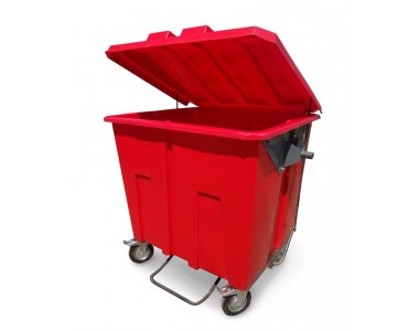 Мусорный пластиковый контейнер 1100л (красный) Мусорный пластиковый контейнер 1100л (красный)