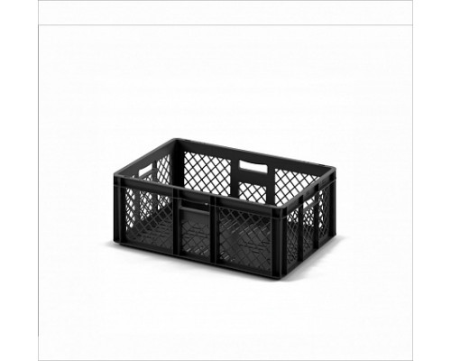 Пластиковый ящик, перфорированный черный (ECP-6422) - 600х400х220мм