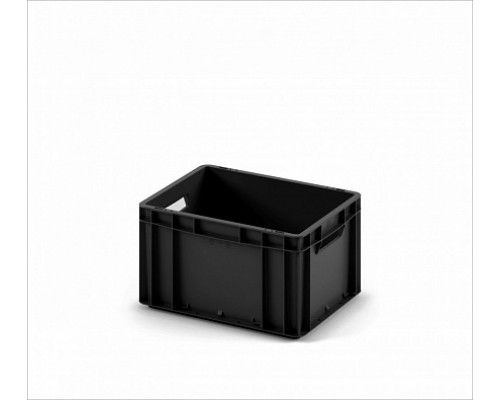 Пластиковый ящик 400х300х220 (EC-4322) черный с гладким дном